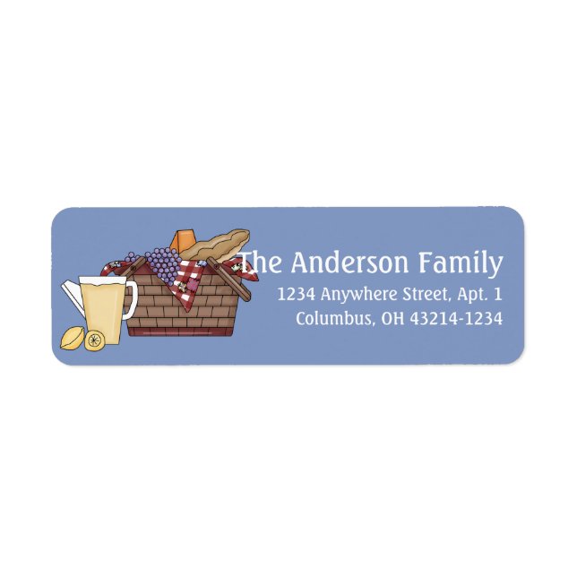 Étiquette Saison d'été Pique-nique Panier Retourner l'adress (Devant)