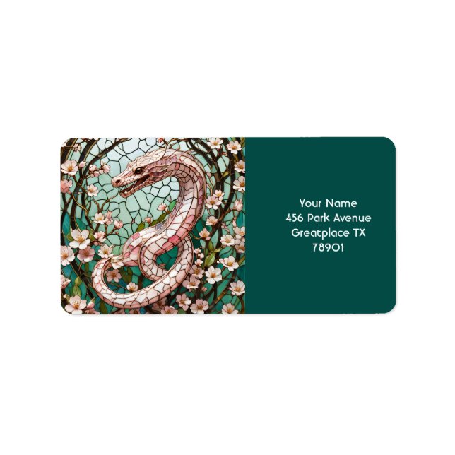 Étiquette Sakura, serpent rose mignon Imaginaire (Devant)