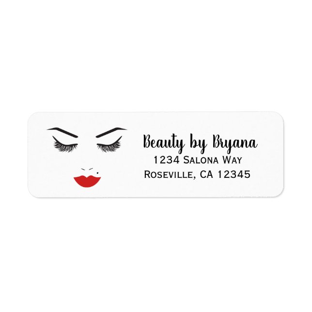 Étiquette Salon Beauty Maquillage Visage Lashes & Lèvres rou (Devant)
