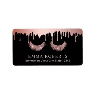 Étiquette Salon de maquillage Rose de déshydratation en or