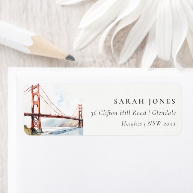Étiquette San Francisco Golden Gate Bridge Landscape Address (En situation)