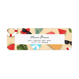 Étiquette Sandy Beach Summer Fun Motif illustratif