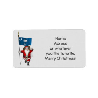 Étiquette Santa Claus Avec L'Ensigne De Caroline Du Sud
