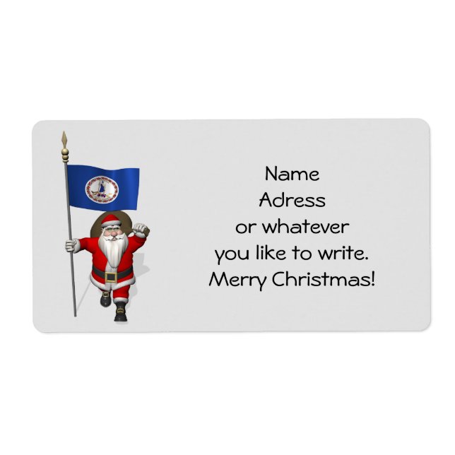 Étiquette Santa Claus Avec L'Ensigne De Virginie (Devant)