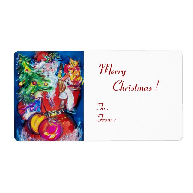 ÉTIQUETTE SANTA CLAUS, JOUETS D'ARBRE DE NOËL ET CADEAUX (Devant)