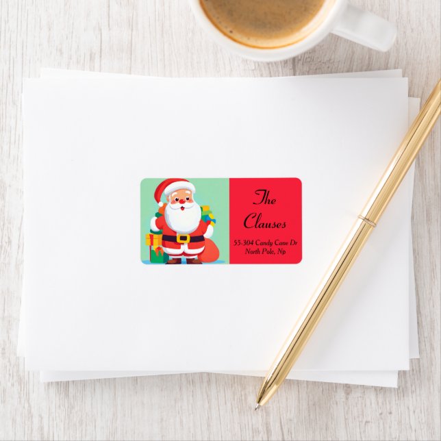 Étiquette Santa Claus Noël Holiday Retours Adresse Label (En situation)