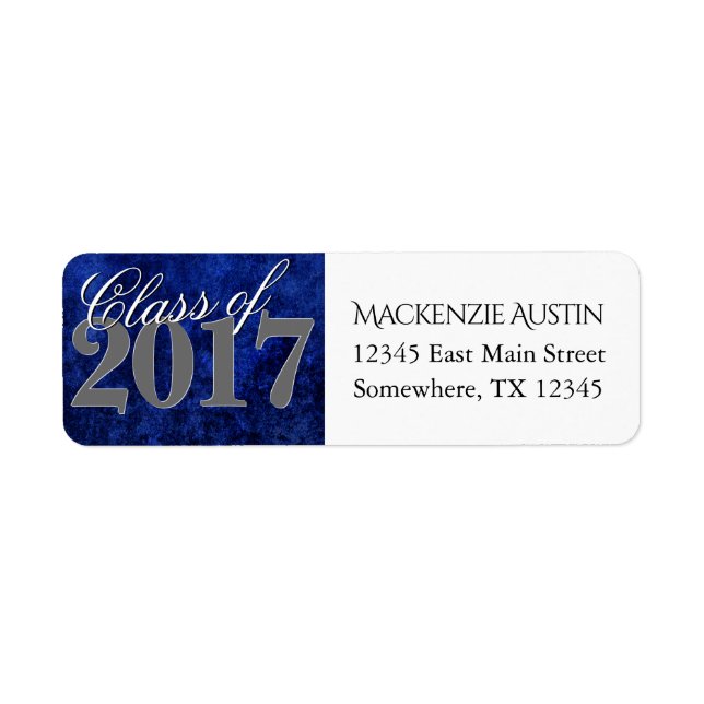Étiquette Sapphire Grad | Blue Royal Cobalt Azure Année (Devant)