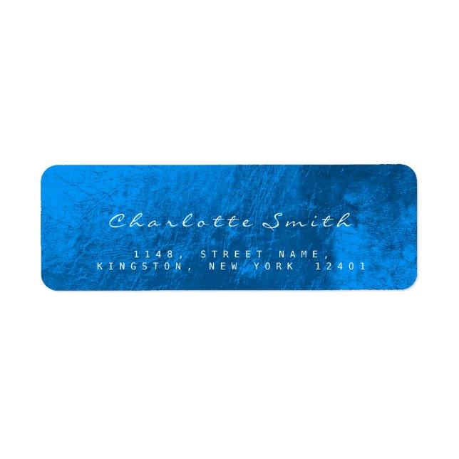 Étiquette Sappphire Bleu Verre Métal Retour Adresse Étiquett (Devant)
