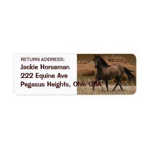 Étiquette Sauvage ESPAGNOL MUSTANG HORSE Adresse de retour É