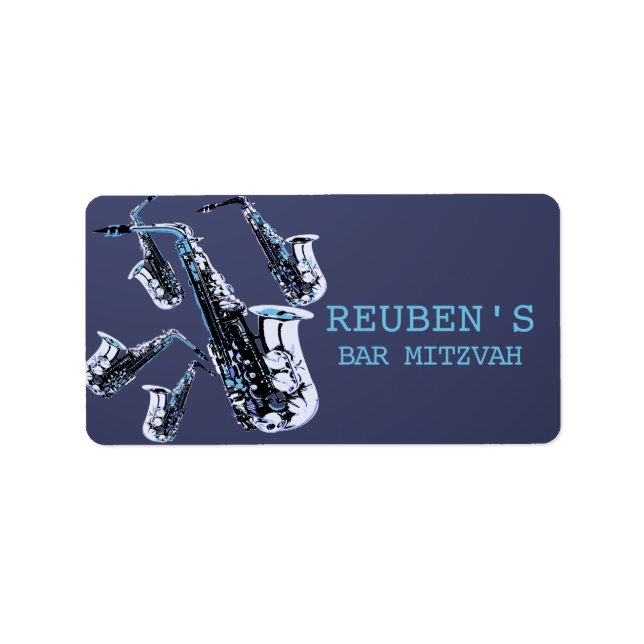 Étiquette Saxophone Mania Bar Mitzvah (Devant)