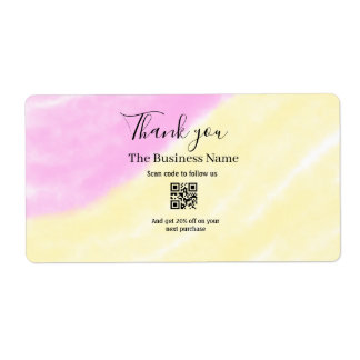 Étiquette Scan QR to follow us thank you discount code pink 
