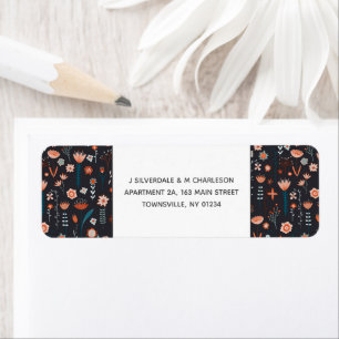 Étiquette Scandinave Summer Flowers Dark Return Adresse