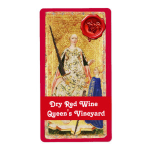ÉTIQUETTE SCEAU DE CIRE DE VIN ROUGE DE LA REINE /TAROTS ANC