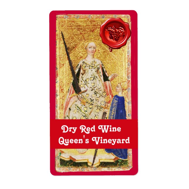 ÉTIQUETTE SCEAU DE CIRE DE VIN ROUGE DE LA REINE /TAROTS ANC (Devant)