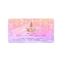 Étiquette scolaire Holographe Unicorn fête d'anniv