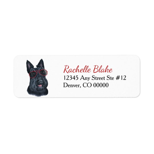 Étiquette Scottish Terrier Lunettes de soleil Adresse de ret (Devant)