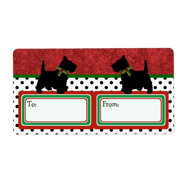Étiquette Scottish Terrier Noël Cadeaux Scottie Chien Fun (Devant)