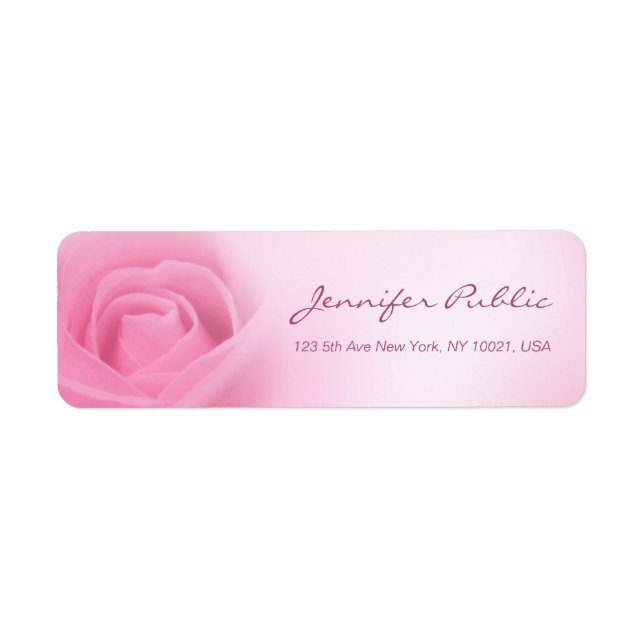 Étiquette Script calligraphié Modèle rose rose moderne (Devant)