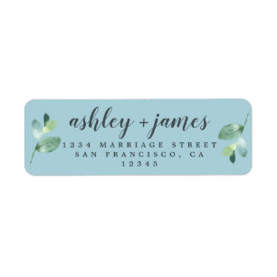Étiquette Script chic Vert Foliage Mariage Retour Adresse L