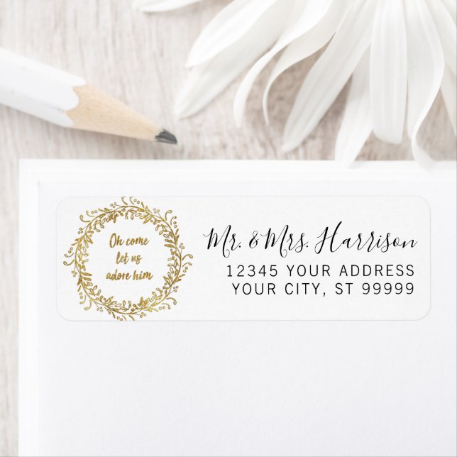 Étiquette Script de Parties scintillant d'or de couronne de  (En situation)