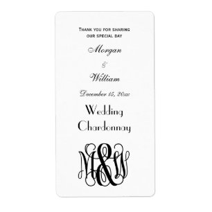 Étiquette Script de Vigne Noire Monogramme B&G do-it-yoursel