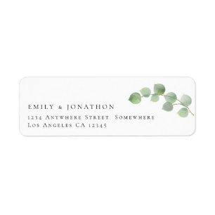 Étiquette Script Eucalyptus Nom de retour informel Adresse