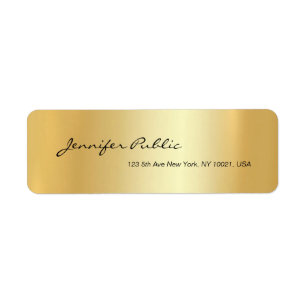 Étiquette Script main glamour Simple Gold Adresse de retour