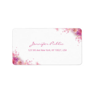 Étiquette Script manuel moderne Elégante aquarelle Rose Flow