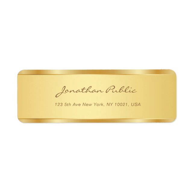 Étiquette Script manuscrit d'or moderne Texte Modèle Chic (Devant)