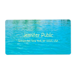 Étiquette Script manuscrit Modèle Bleu Vert Eau de mer