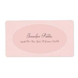 Étiquette Script manuscrit tendance Blush rose blanc élégant