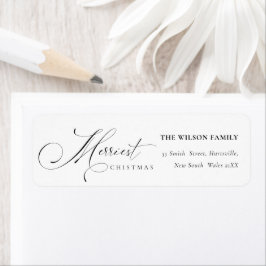 Étiquette Script minimal Merriest Noël Adresse de voeux