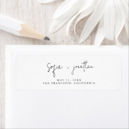 Étiquette Script minimaliste moderne | Mariage noir et blanc