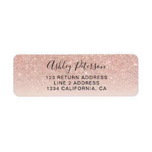 Étiquette Script moderne rose or parties scintillant ombre r