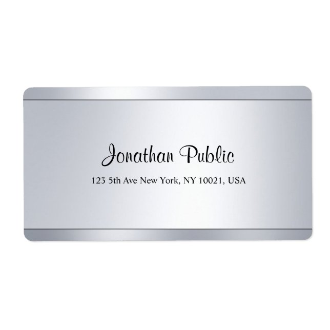 Étiquette Script moderne Silver Chic Plain Adresse d'expédit (Devant)