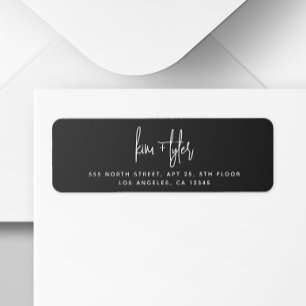 Étiquette Script moderne simple noir mariage adresse de reto