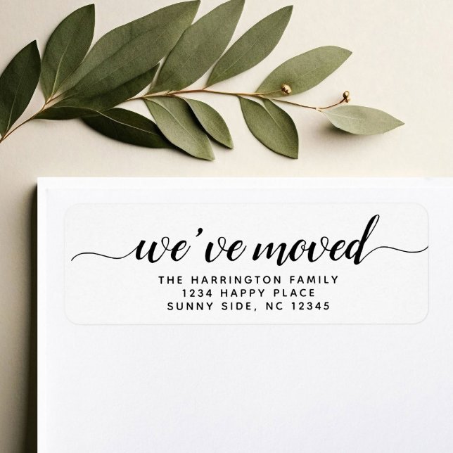 Étiquette Script moderne simple Nous avons déménagé Nouvelle (Créateur téléchargé)