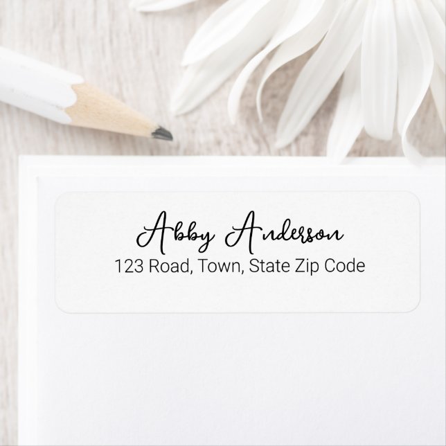 Étiquette Script noir simple | BLANCHE (En situation)