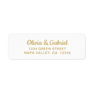 Étiquette Script or moderne. Adresse de retour du Mariage bl