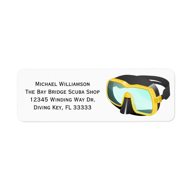 Étiquette Scuba Snorkel Diving Masque Nom personnalisé ou en (Devant)