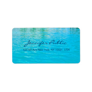 Étiquette Sea Blue Aqua Script manuscrit Eau moderne