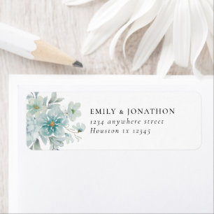 Étiquette Sea Mist Turquoise Blue Florals Adresse de retour