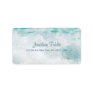 Étiquette Sea Waves Script manuscrit Texte Adresse élégante