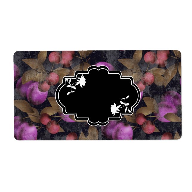 Étiquette Seamless dark plum fruits purple berries cherry (Devant)