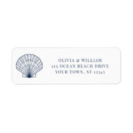Étiquette Seashell Beach Mariage bleu marine Adresse de reto