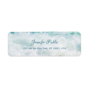 Étiquette Seaside Waves Artwork Hand Script Return Address