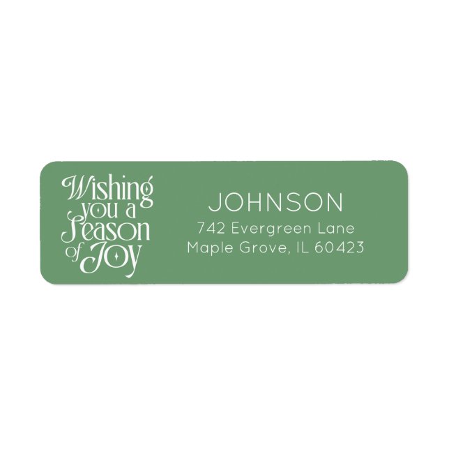 Étiquette Season of Joy Holiday Return Address (Devant)