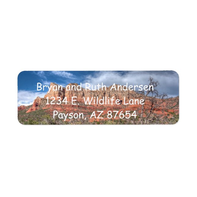 Étiquette Sedona Arizona paysage rocheux rouge (Devant)