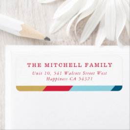 Étiquette SENDER moderne minimaliste géométrique rouge or bl