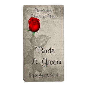 Étiquette Sepia Vintage Spot Couleur Rouge Rosebud Mariage V